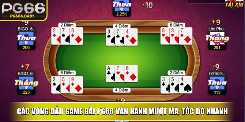 Các vòng đấu game bài PG66 vận hành mượt mà, tốc độ nhanh